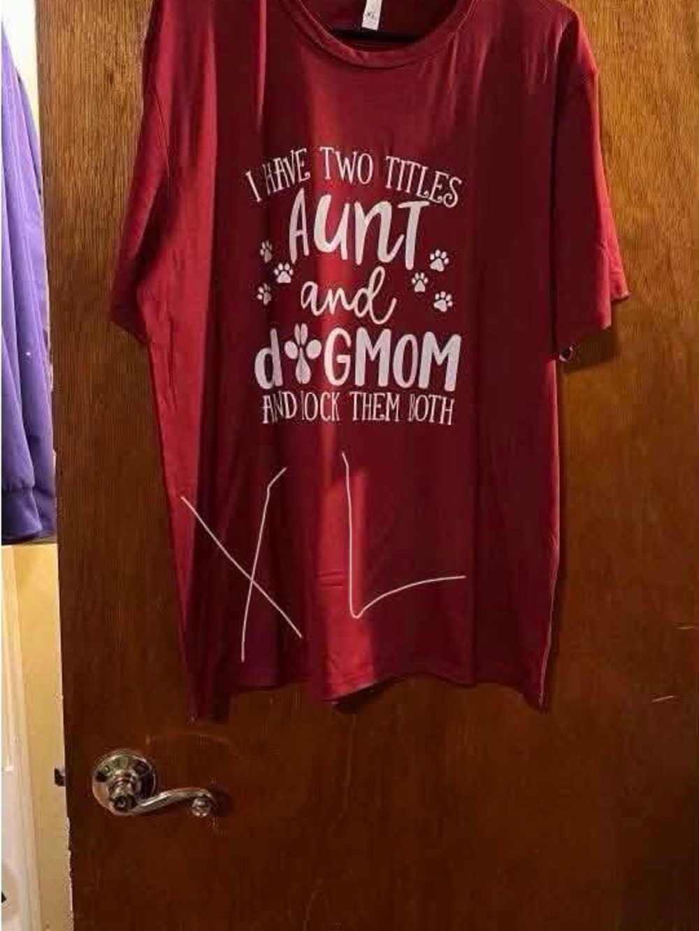 Women's Burgundy 'Aunt and Dogmom' Graphic Short Sleeve Tee
